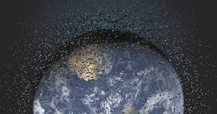 Ilustração do espaço próximo à Terra utilizada para contextualizar como o uso de tremores terrestres pode complementar sistemas tradicionais de monitoramento do lixo espacial.