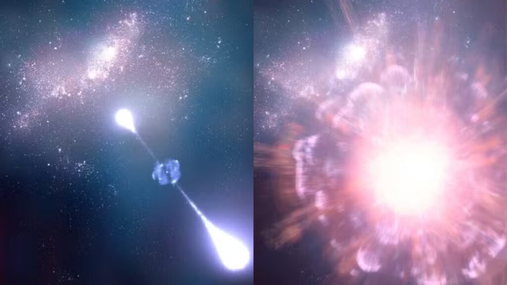 Imagem ilustrativa do céu profundo associada a pesquisas científicas que utilizam telescópios avançados para detectar sinais de supernovas ocorridas no início da história do Universo.